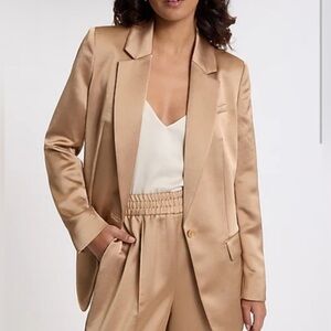COPY - Chic Satin Blazer and Pants Set in Gold Express Satin One Button Cinched…